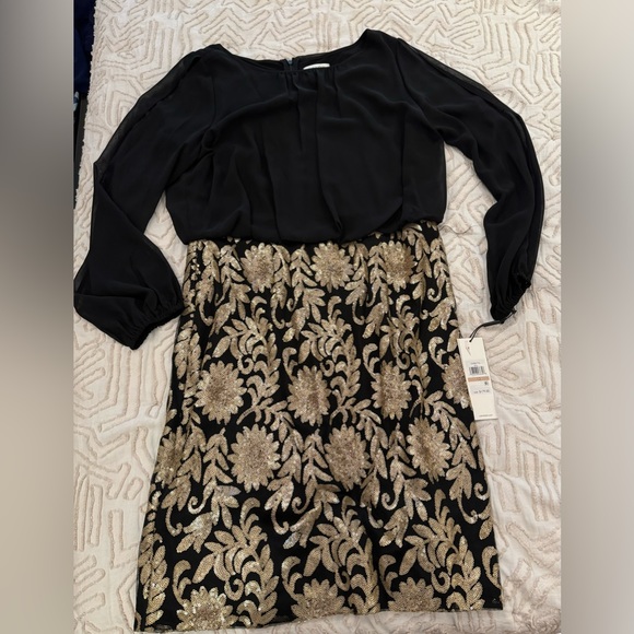 BNWT Calvin Klein Womens Black Sequined Blouson Party Cocktail Dress - Picture 5 of 7